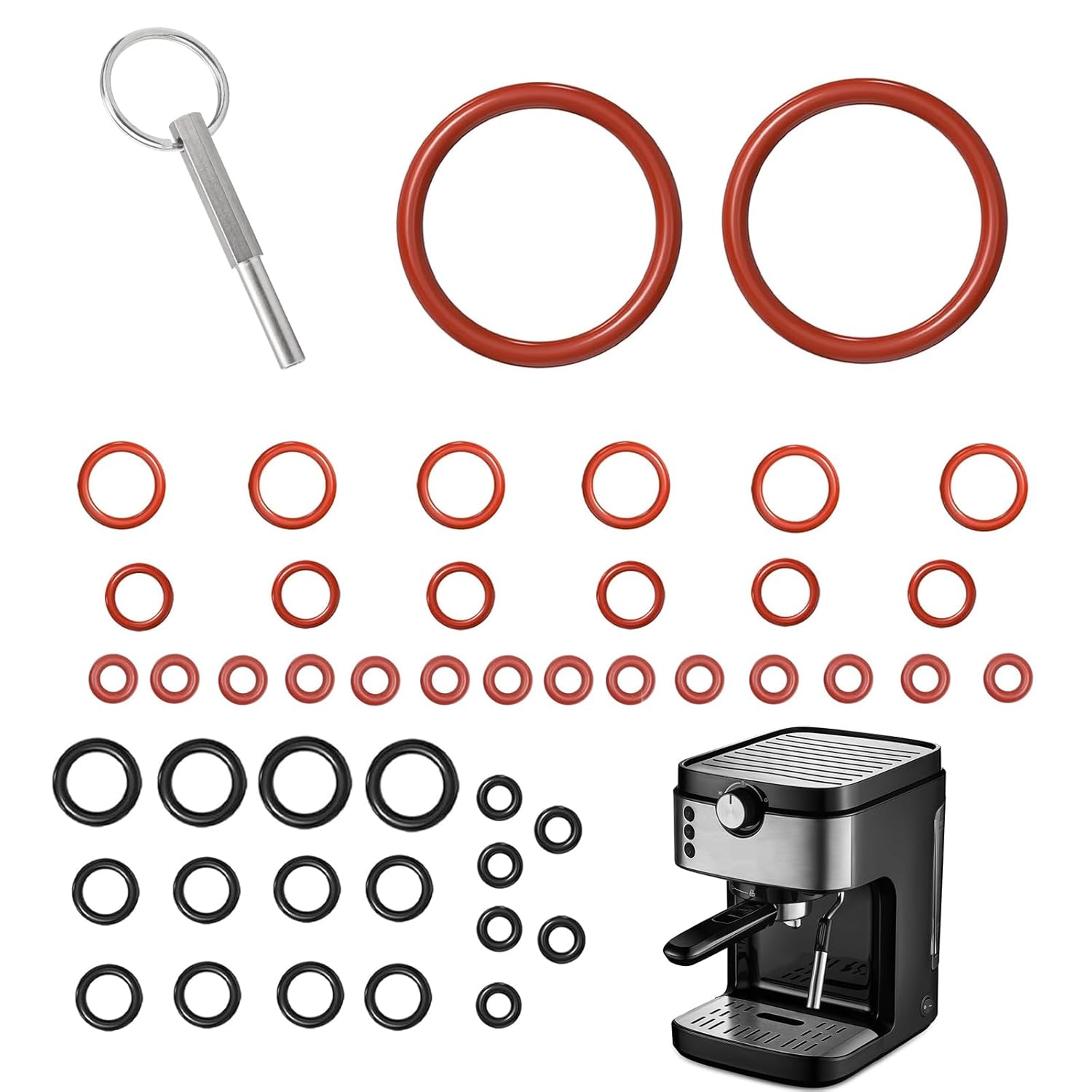 Pack Of 46 O-rings Oval Head Wrench With Key Ring For Jura Sealing Ring Set Compatible With Jura/delonghi Esam/ecam/etam Fully Automatic Coffee Machines