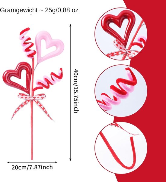3 Teilig Blumendekoration Künstliche Stechpalmenbeeren Romantische Herzförmige Zweige Beerenornament Valentinstagsdekoration Für Zuhause, Hochzei
