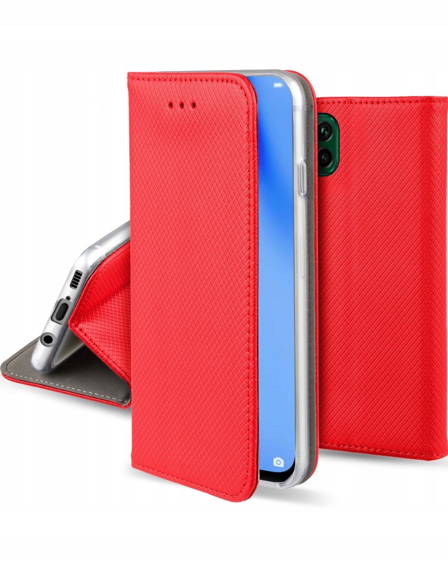 Schutzhülle Für Huawei P40 Lite, Geschlossene Smart-magnet-hülle, Rot + Glas