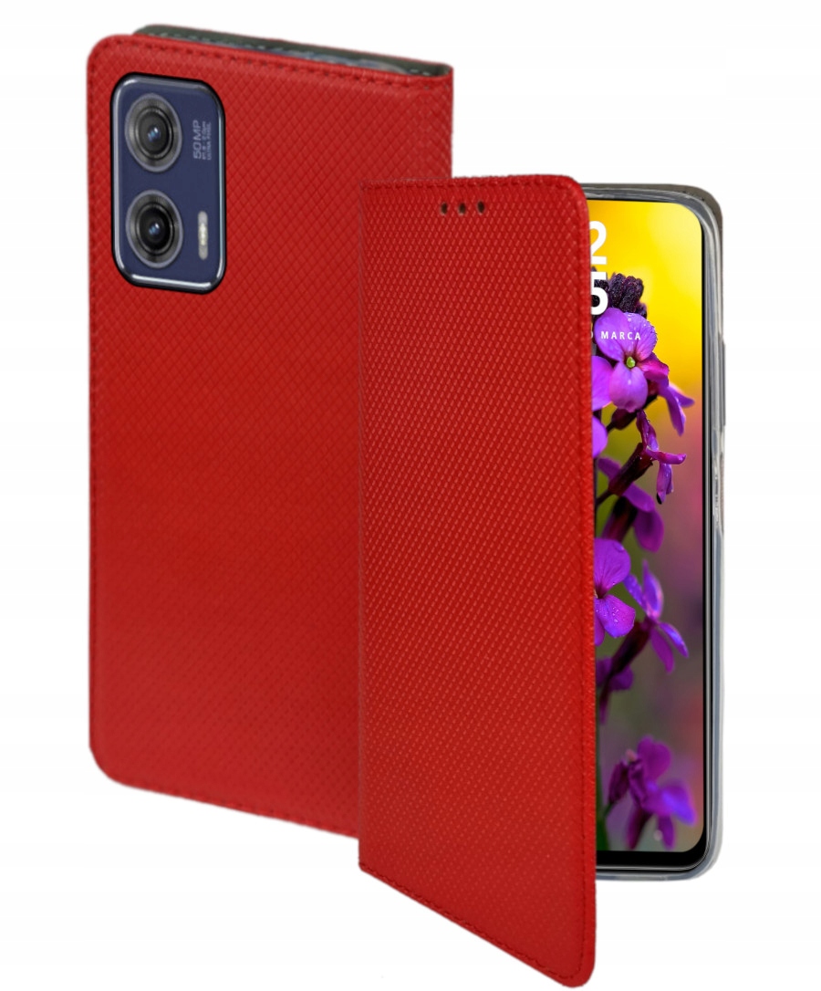 Schutzhülle Für Motorola Moto G73 Smart Magnet Book Case Rot + 9h Glas