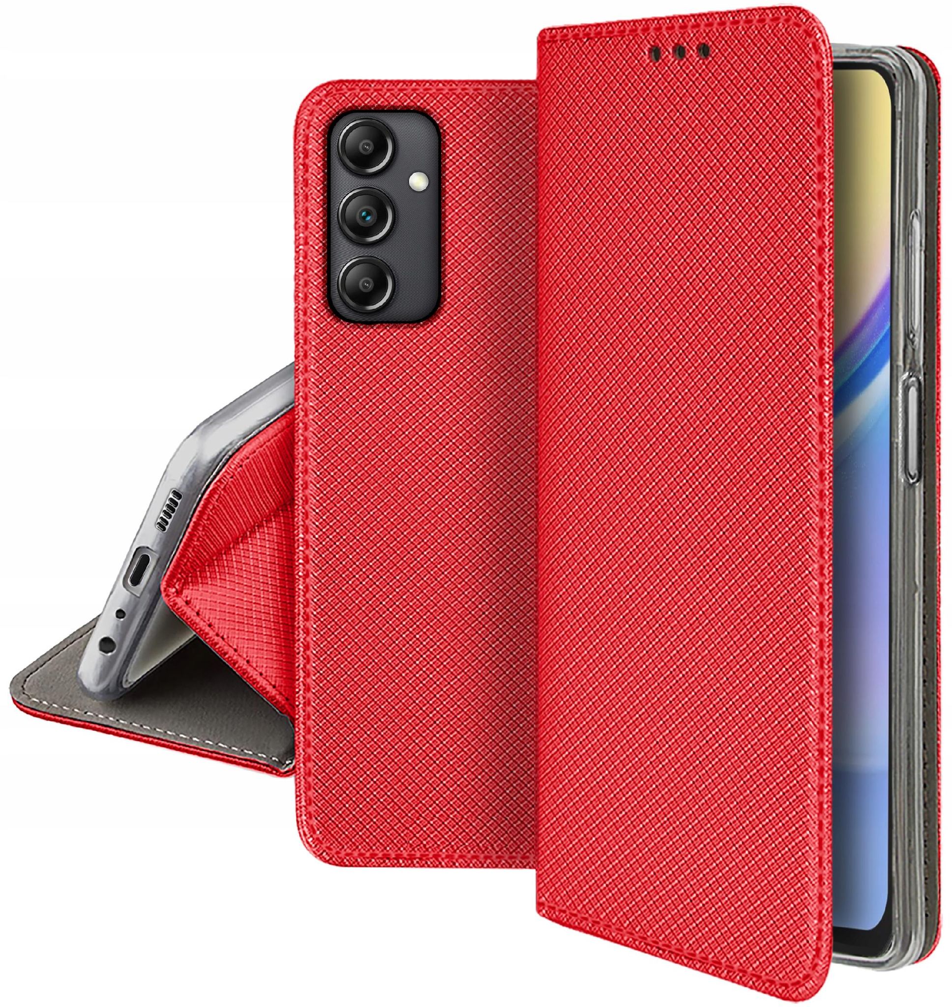 Schutzhülle Für Samsung Galaxy M15 5g Smart Magnet Book Case Rot + Glas