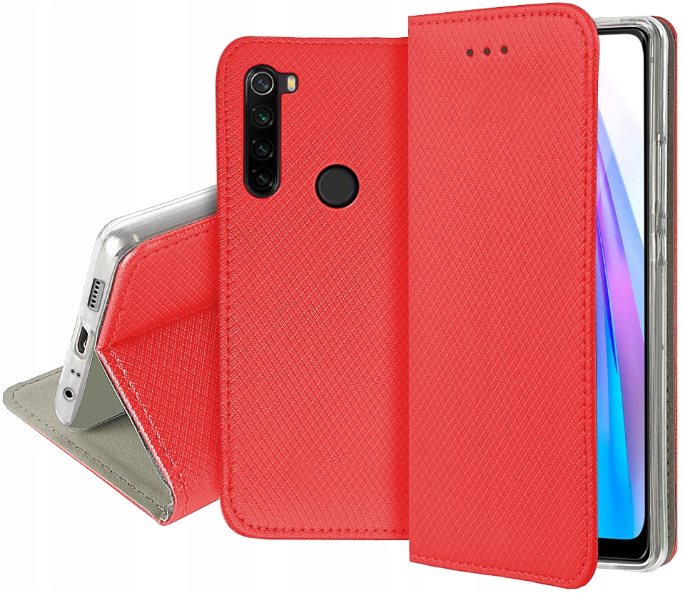 Schutzhülle Für Xiaomi Redmi Note 8t Smart Magnet Book Case Rot + Glas