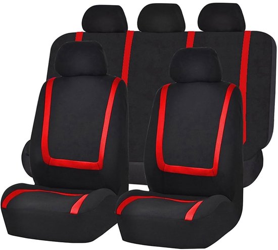 Dailygoods – Klassische Autositzbezüge – Schutzhülle – Passgenau – Rot – Komplettset – Perfekt Für Jedes Fahrzeug – Stilvoll Und Funktional