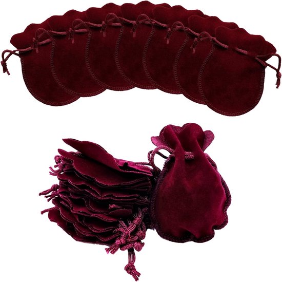 Store8 – Samtbeutel – Schmuckaufbewahrung – Rot – Kleines Geschenk – Kratzschutz – Geeignet Für Schmuck – Rot – 50 Stück