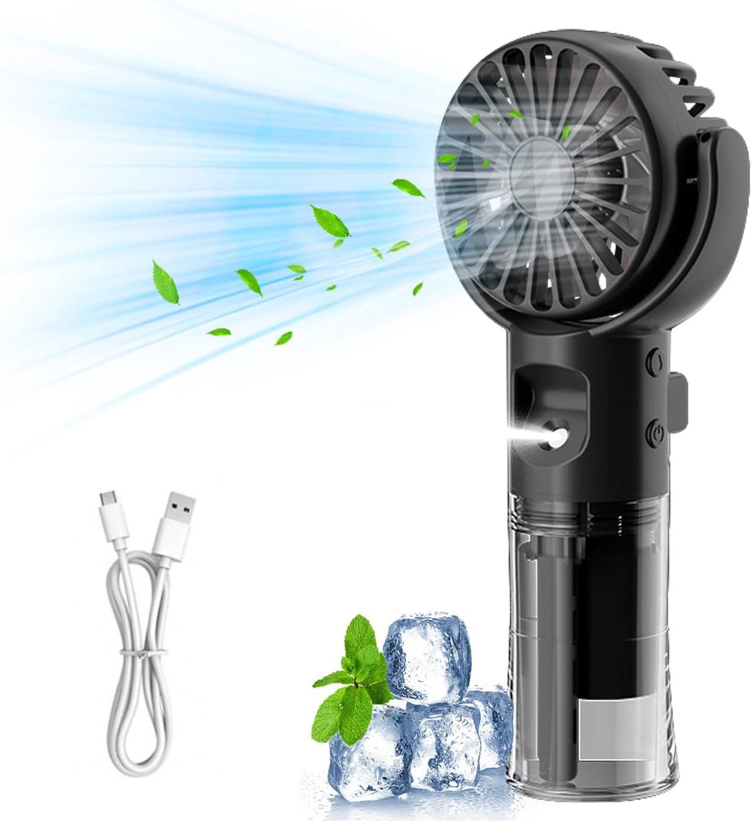 Handventilator – Wassernebelventilator – Tragbarer Mini-ventilator – Leise – Usb-aufladbar – 4 Einstellungen – Nebel – Wasser – Ventilator – Luftbefeuchter – Mini-klimaanlage – Kabelloser Tischventila