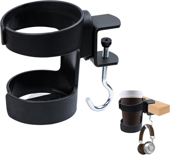 Bootsförmiger Becherhalter, Kaffeebecherhalter Mit Abnehmbarem Haken, Bootförmiger Becherhalter Für Bürotische Und Spieltische, Schwarz