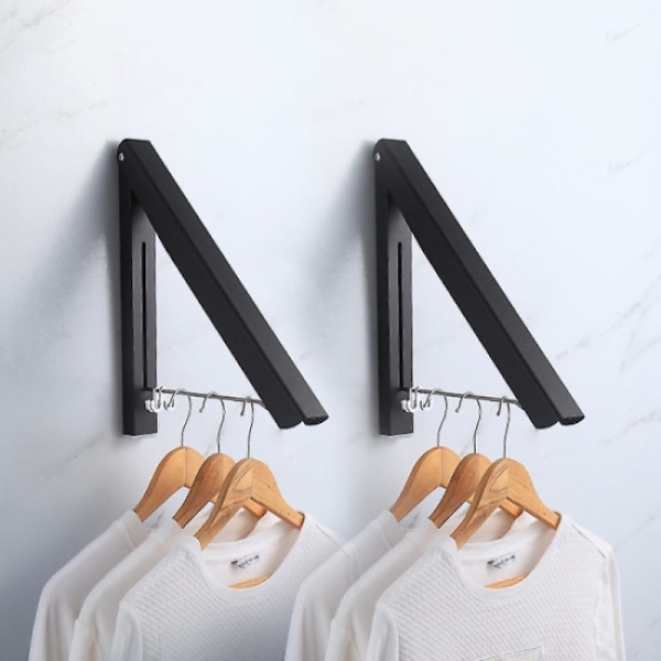 2er-pack – Schwarze, Ausziehbare Kleiderstange – Wandmontierter Kleiderbügel