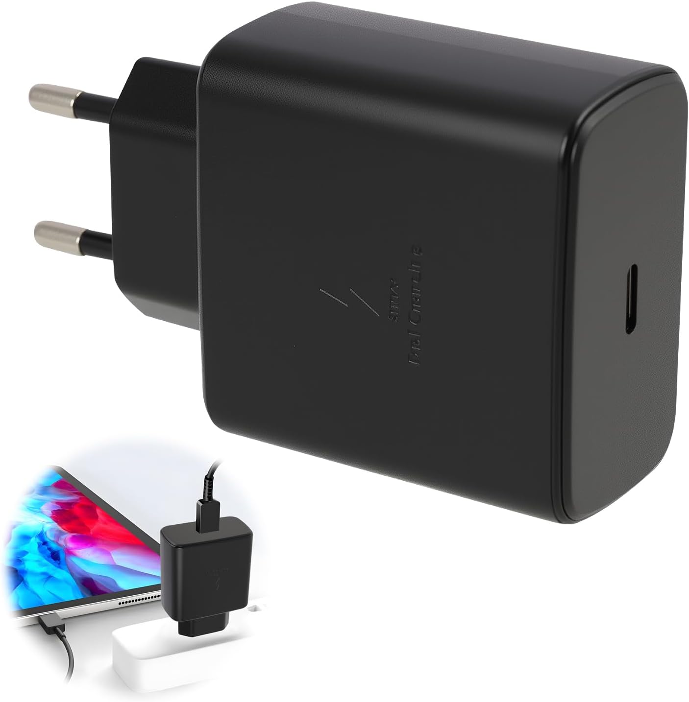 45-w-usb-c-ladegerät, Schnellladeadapter Typ C, Schnellladestecker, Für Galaxy S25/s24 Ultra/s23+/s22 Plus/s21/s20/note 20, 15/16 Pro Max, Ipad, Universal-ladegerät, Schwarz