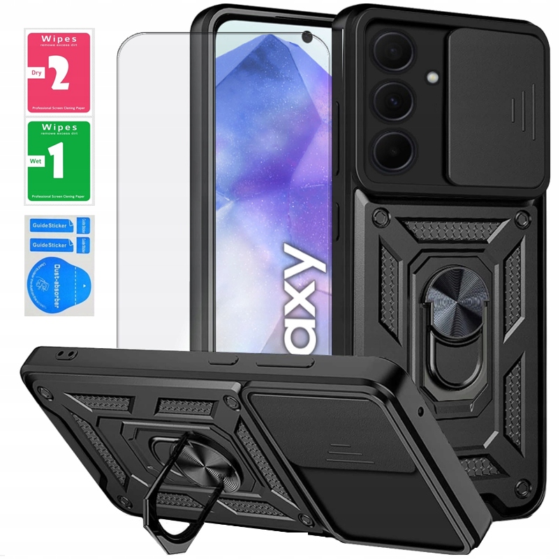 Schutzhülle Für Samsung Galaxy A55 5g Armor Slide Ring Verstärkte Hülle + 9h Glas