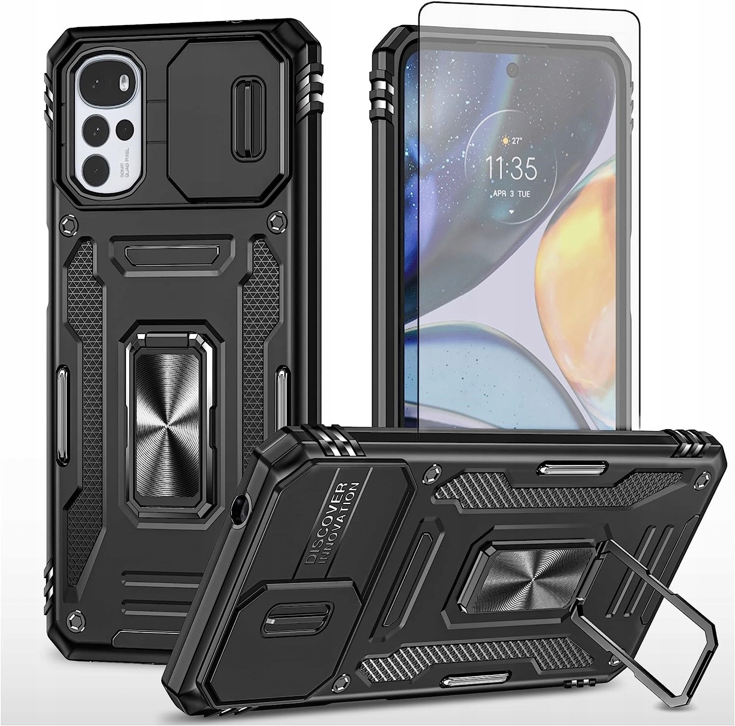 Schutzhülle Für Motorola Moto G22 / E32 / E32s Armor Slide Anti Shock + 9h Glas