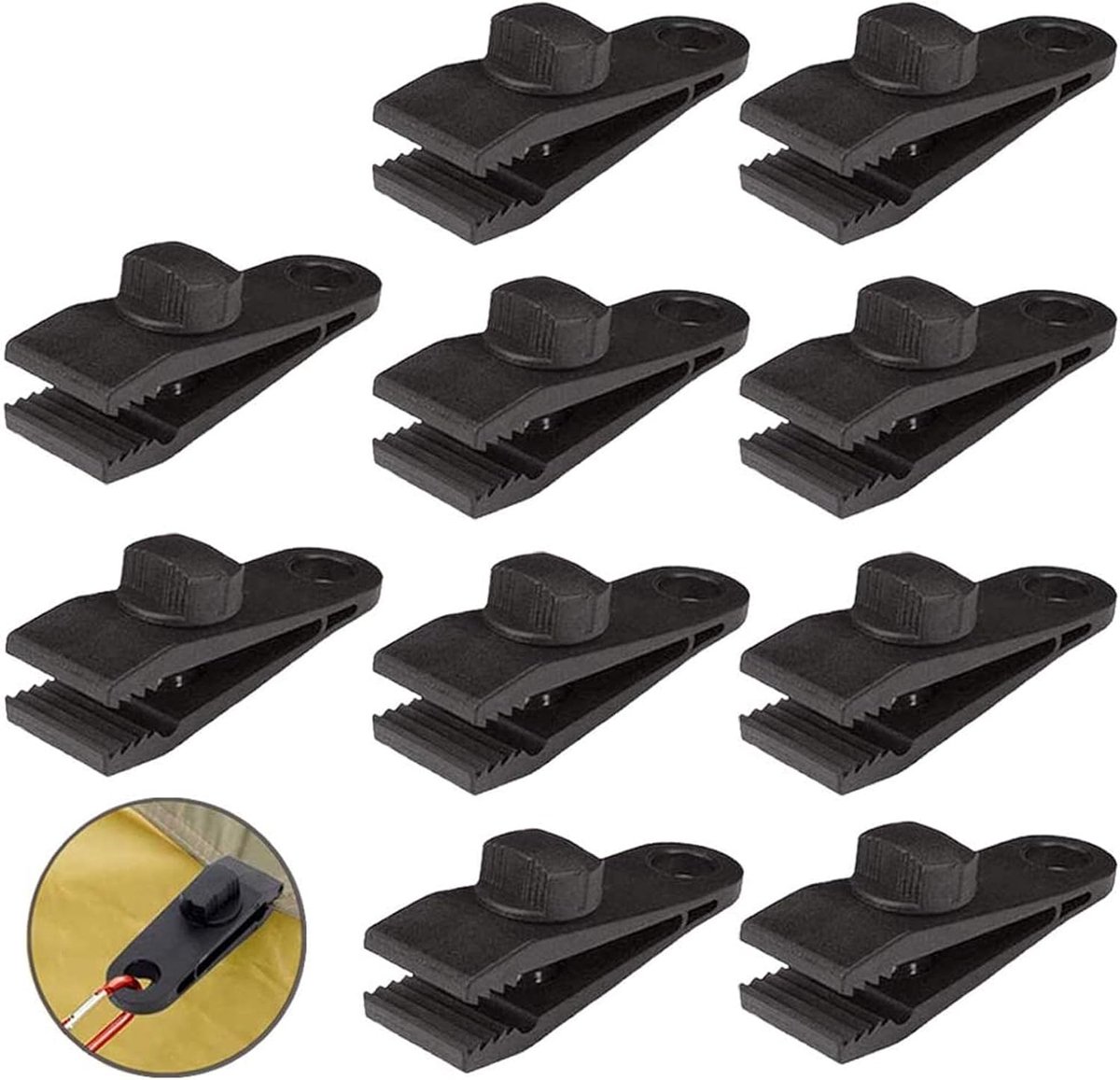 10 Stück – Planenklammern – Planenclips – Planenclips Zum Abdecken Von Planen – Zeltclips, Markisenclips – Schwarz – 8 X 3 X 2,5 Cm – Kunststoff
