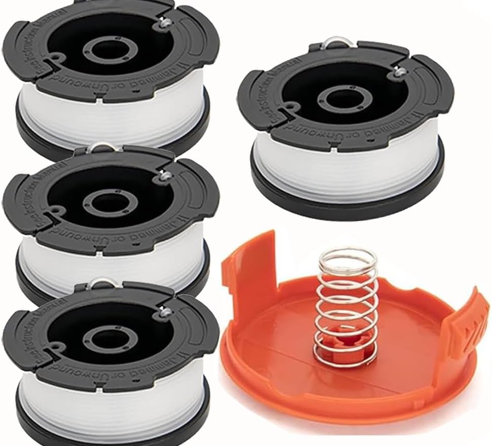 Set Mit 4 Spulen Für Freischneider, Kompatibel Mit Black & Decker Af-100 St5530-gb, Glc3630l20-gb, Stc1820pc-gb, Besta530-gb Und Besta525-gb, Inklusive Spulenabdeckung Und Feder