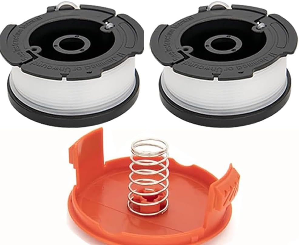 Set Mit 2 Freischneider-garnspulen, Kompatibel Mit Black & Decker Af-100 St5530-gb, Glc3630l20-gb, Stc1820pc-gb, Besta530-gb Und Besta525-gb, Inklusive Garnspulenabdeckung Und Feder