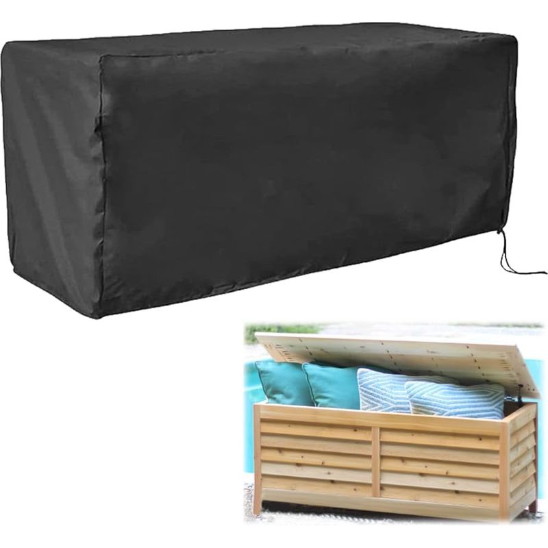 Deckbox-deckel, Robuste, Wasserdichte Outdoor-deckbox-abdeckung, Schutzhülle Für Aufbewahrungsbänke, 123 X 62 X 55 Cm (schwarz)