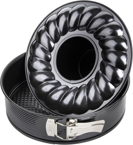 Kuchenformen, Springform Mit Flachem Und Röhrenförmigem Boden Ø 24 Cm, Schwarzmetallic