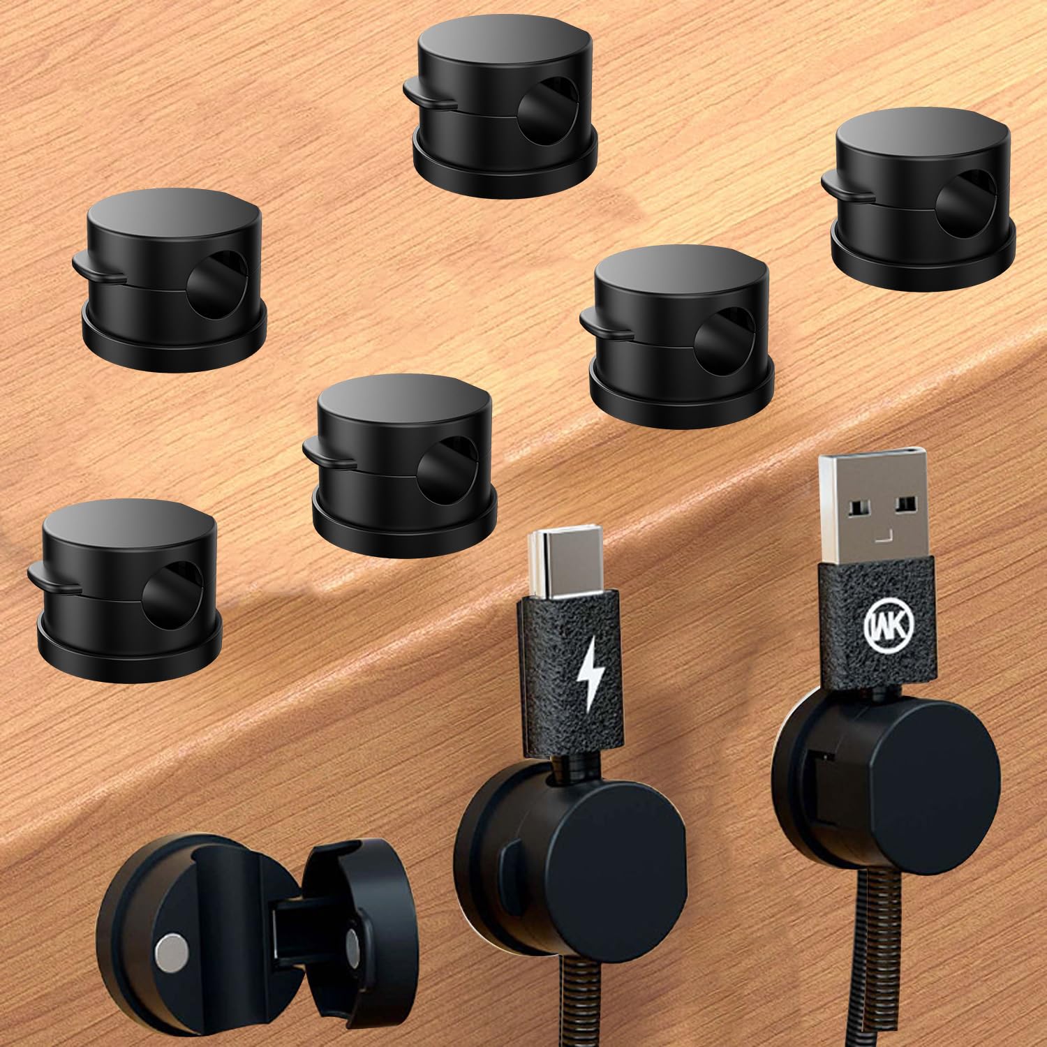 Cable Holder, Cable Clips, Cable Organiser, Magnetic Cable Management, Self-adhesive Cable Clips For Desk, Bedside, Charging Cable, Hdmi, Usb, Audio Cable, Office, Home, Black (black)