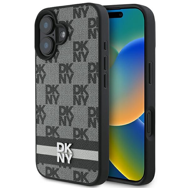 Dkny Dkhcp16spcptssk Iphone 16 6,1" Schwarze Hartschalen-hülle Mit Karomuster Und Streifen