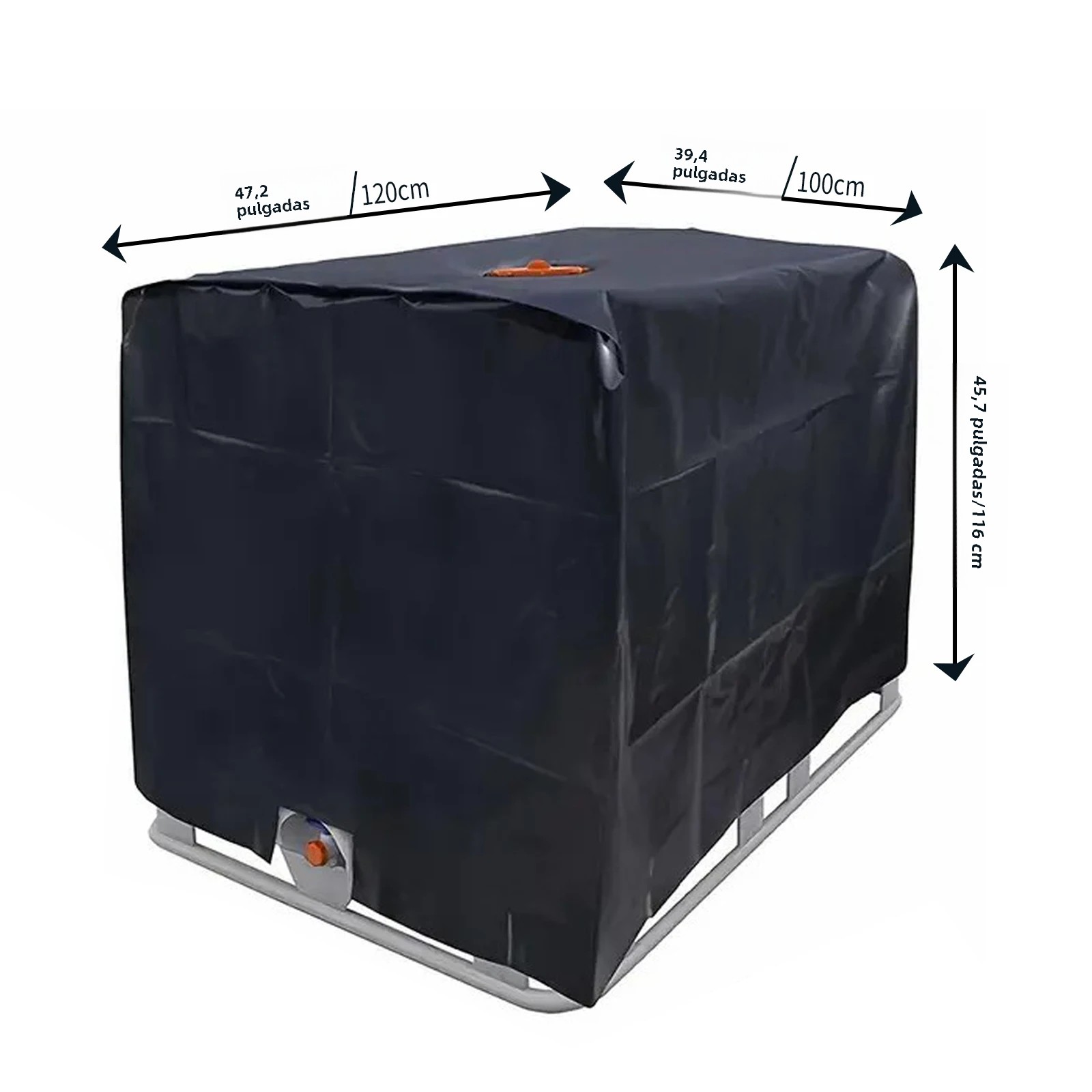 Schutzhülle Für 1000-liter-wassertanks Im Außenbereich, Wasserdicht Und Sonnenbeständig, Größe: 120 X 100 X 116 Cm, Farbe: Schwarz