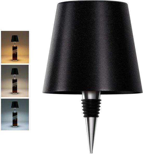 Kabellose Flaschenlampe, 3 Farben, Wiederaufladbare Weinflaschenbeleuchtung Für Bars Und Restaurants Schwarz