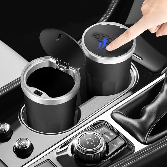 Mini Automülleimer Mit Deckel Tragbarer Abfalleimer Fürs Auto Aromatherapie Tabletten Getränkehalter Mittelkonsole Tür Homeoffice Schwarz