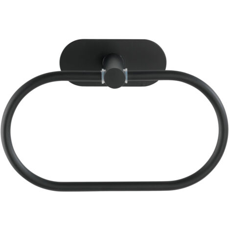 Schwarzer, Wandmontierter Handtuchhalter Für Badezimmer Mit Turbo-loc® Handtuchringen (bohrfrei), Edelstahl, Maße: 20,5 X 12,5 X 7,5 Cm, Matt Schwarz.