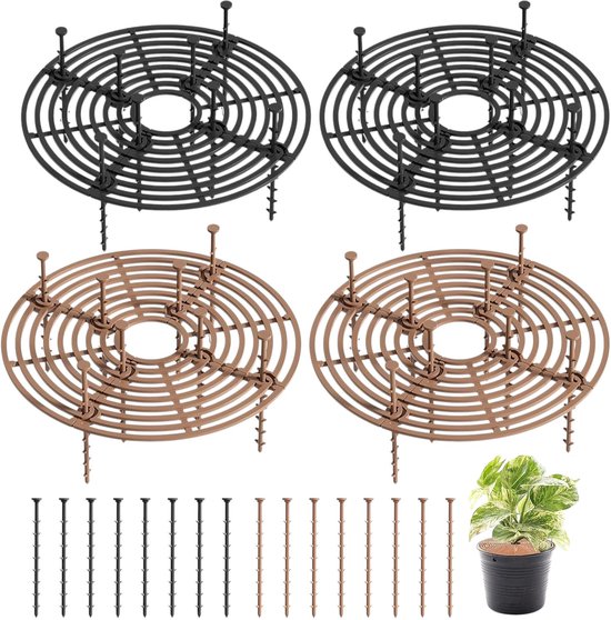 4er-pack Blumentopf-bodenabdeckung Zuschneidbare 30 Cm Kunststoff-pflanzenschutzabdeckung Sichere Pflanzengitter-blumentopfabdeckung Schwarz