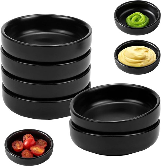 Set Mit 6 Keramik Dipschalen, Schwarze Saucenschalen Für Sushi Und Dips