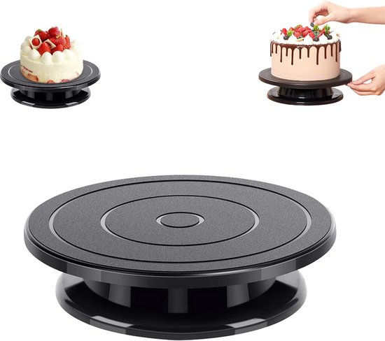 Drehbarer Tortenständer Tortenplatte Mit Fuß Tortenteller Tortenplatte Tortenständer 28 Cm Drehteller Rutschfest Tortendekoration Backzubehör Schwarz