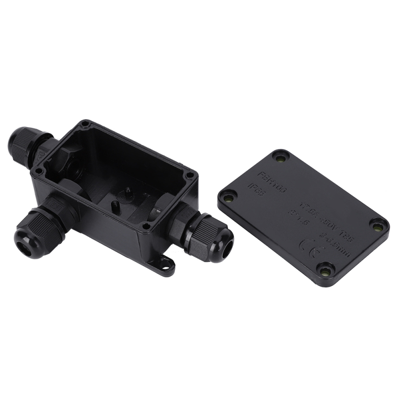 Schwarze, Wasserdichte Polycarbonat-anschlussdose, Mini, 1 Eingang, 2 Ausgänge, Für Den Außenbereich, Schutzart Ip66, 3–6,5 Mm