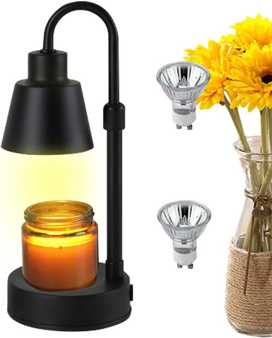 Kerzenwärmerlampe, Einstellbare Fotoelektrische Kerzenschmelzlampe Mit Timer, Geeignet Für Duftkerzen, Wird Mit 2 Glühbirnen (schwarz) Geliefert.