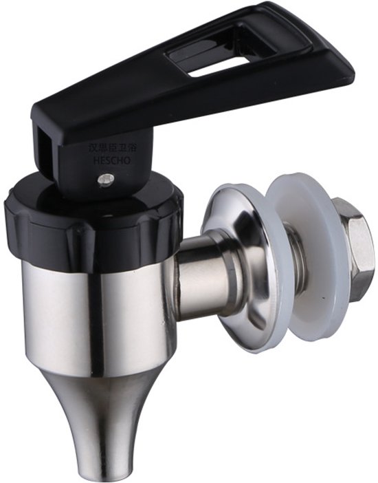 Getränkezapfhahn – Ersatzhahn Für Getränkespender – 16 Mm – Edelstahl – Schwarz Und Silber – Für Wein-, Bier- Und Saftbrunnen