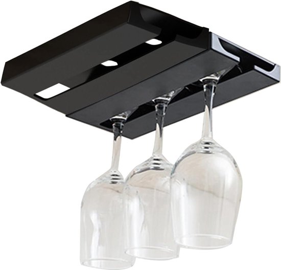 Weinglashalter Platzsparend 2er Set Schwarz Hips Material