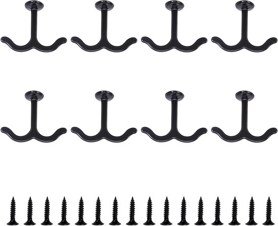 Schwarze Deckenhaken – 8er-set Für Kleidung, Pflanzen Und Dekoration