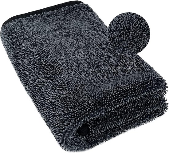 Extra Großes, Dickes Mikrofasertuch – 90 X 60 Cm – Mikrofasertuch – Super Saugfähiges Autoreinigungstuch – Schwarz