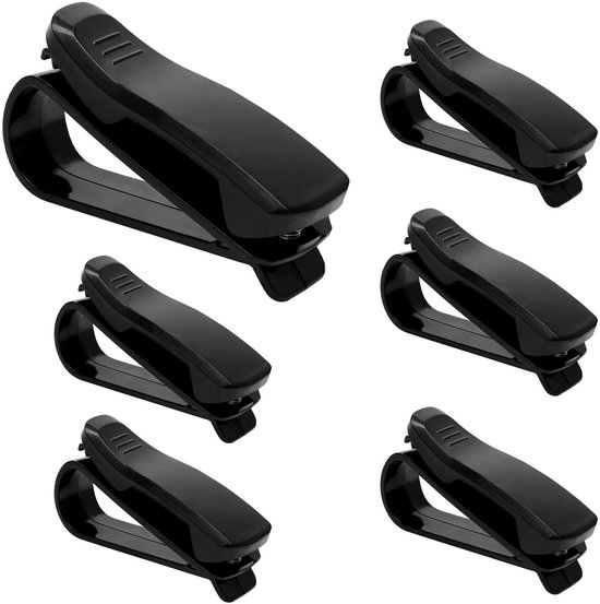 Dailygoods 6-teiliges Set Auto-sonnenbrillenhalter Auto-brillenhalter Mit Sonnenblendenclip Schwarz Auto-sonnenbrillenhalter Mit Clip Für Das Für