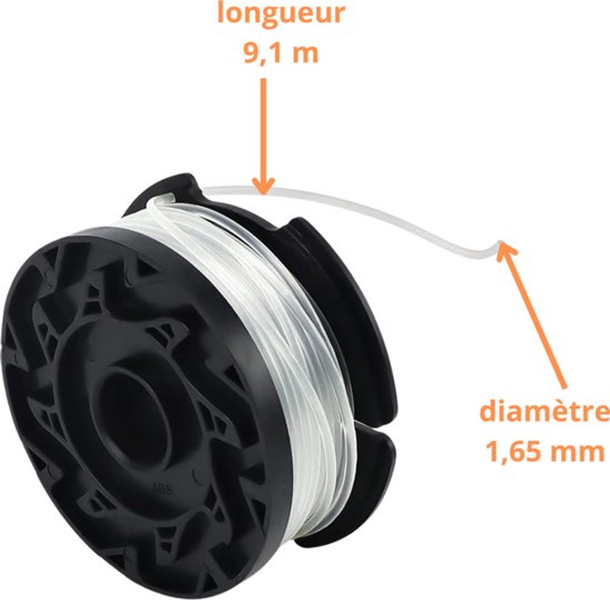 Ersatzspule Für Black & Decker Af-100-3zp Trimmerfaden, 1,65 Mm Durchmesser, 9,1 M Länge – Set Mit 8 Spulen + 2 Schutzhüllen