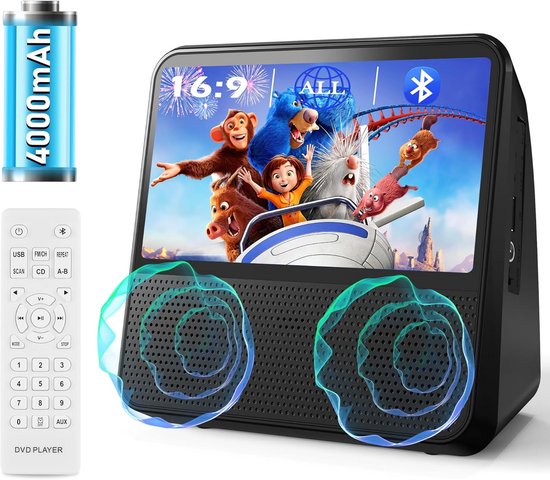 Tragbarer Dvd-player – Autoradio – Unterhaltung Für Unterwegs – Bluetooth-verbindung – 7-zoll-bildschirm – Schwarz
