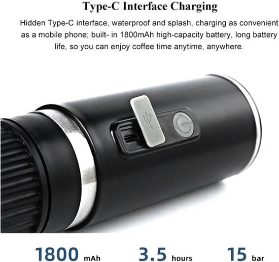 Tragbare Kaffeemaschine Reisekaffeemaschine Kaffee Für Unterwegs Elektrisch Betrieben 100 Ml Schwarz