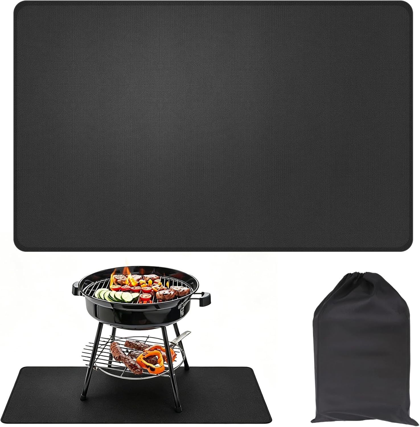 Grillmatte, 150 X 100 Cm, Grillschutzmatte, Wasserdicht, Ölabweisend, Feuerfest, Für Rasen, Camping Und Terrasse