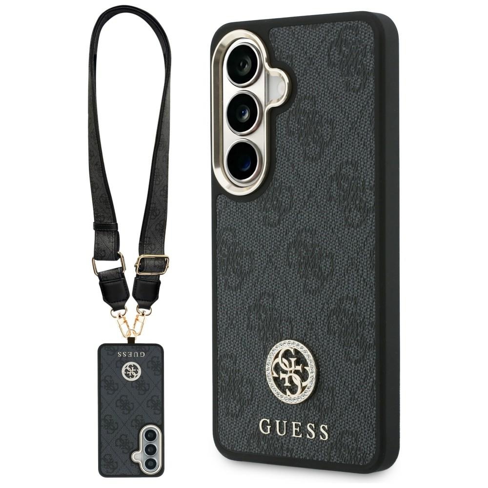 Guess 4g Großes Strass-dreieck-trageband Magsafe Hülle + Lanyard Set Für Samsung Galaxy S26 Schwarz