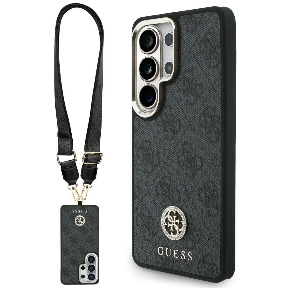 Guess 4g Großes Strass-dreieck-trageband Magsafe Hülle + Lanyard Set Für Samsung Galaxy S26 Ultra Schwarz