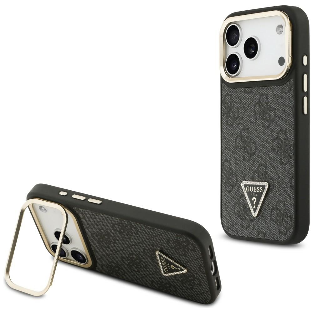 Guess 4g Pu Dreieck-logo & Standkamera Magsafe Hülle Für Iphone 17 Pro Schwarz