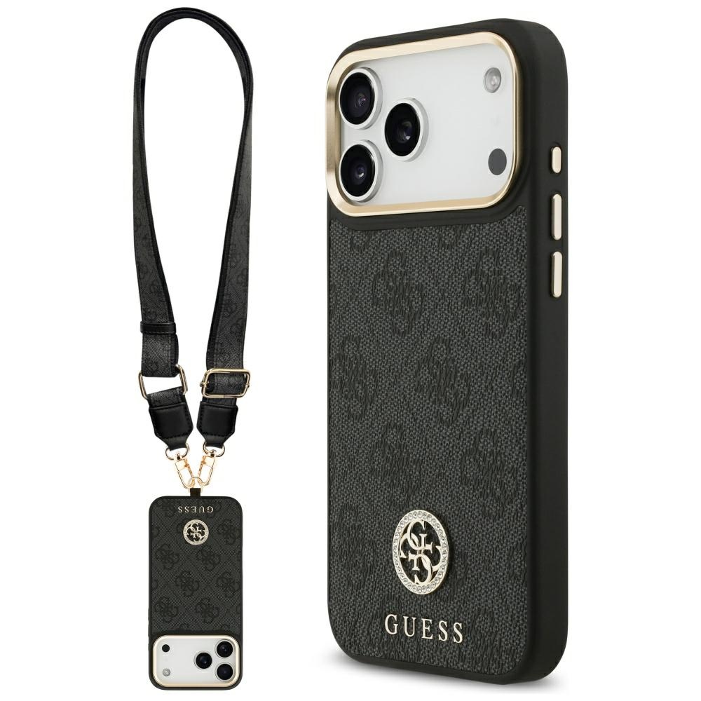Guess 4g Strass Logo & Big Strapmetal Buttons Magsafe Hülle Für Iphone 17 Pro Max Schwarz
