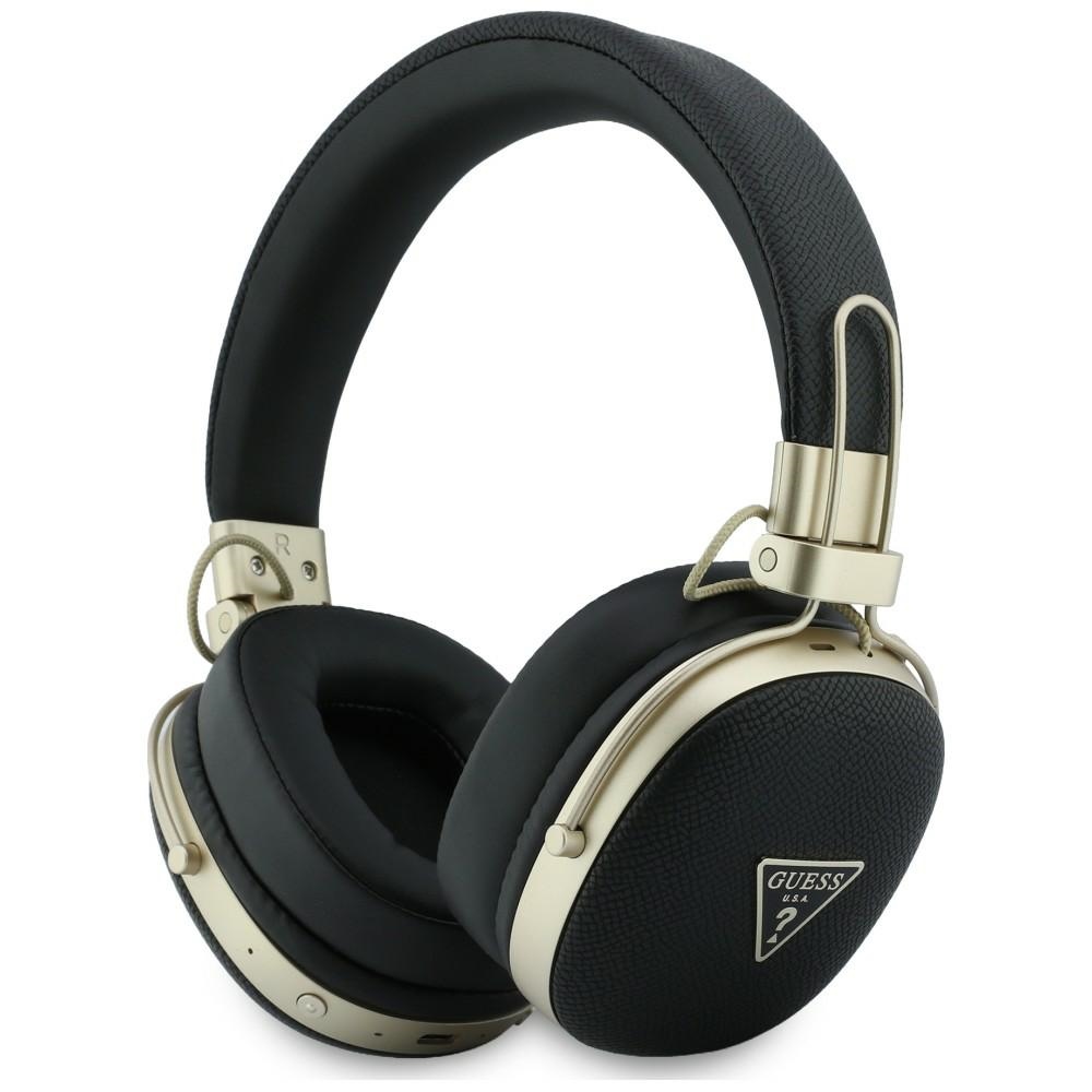 Guess Bluetooth Enc Metallgenarbtes Dreieck-logo Schwarzer On-ear-kopfhörer