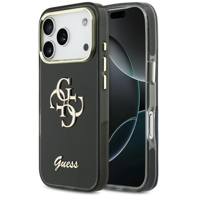 Guess Iml 4g Script Metallhülle Für Iphone 17 Pro, Schwarz