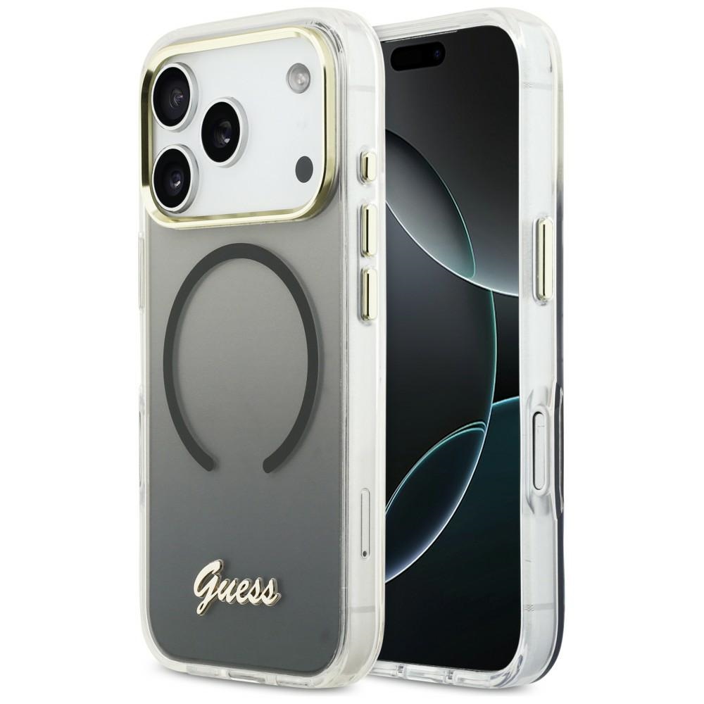 Guess Iml Gradient Script Metal Magsafe Hülle Für Iphone 17 Pro Max Schwarz