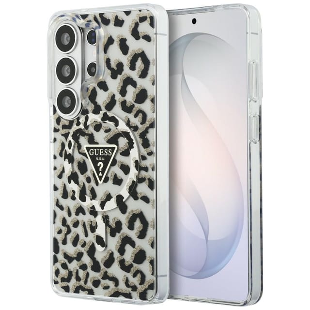 Guess Iml Leopard Print Triangle Magsafe Hülle Für Samsung Galaxy S26 Ultra, Schwarz