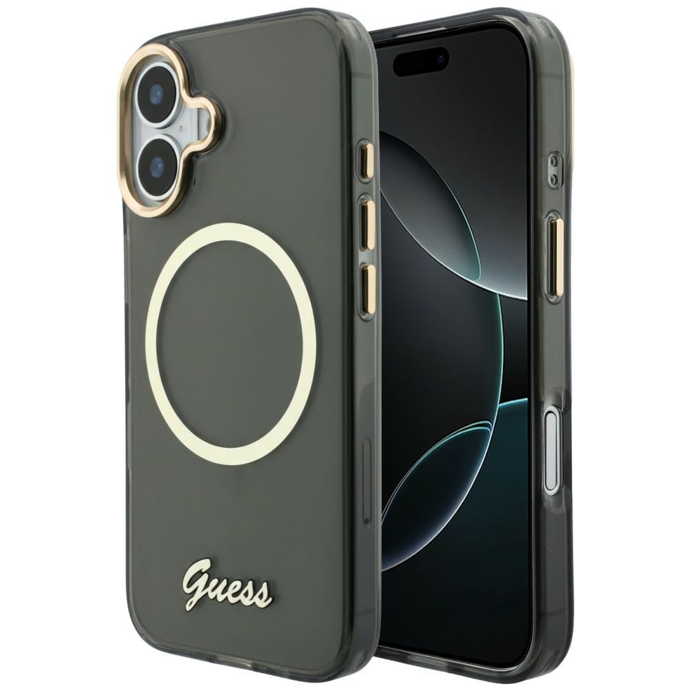 Guess Iml Script Metal Magsafe Hülle Für Iphone 17 Schwarz