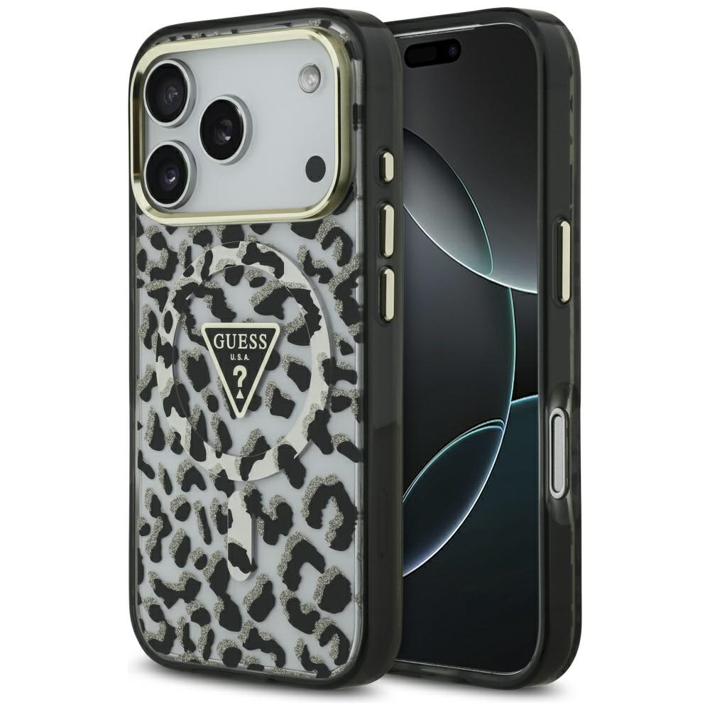 Guess Leopard Glitter Magsafe Hülle Für Iphone 17 Pro Schwarz