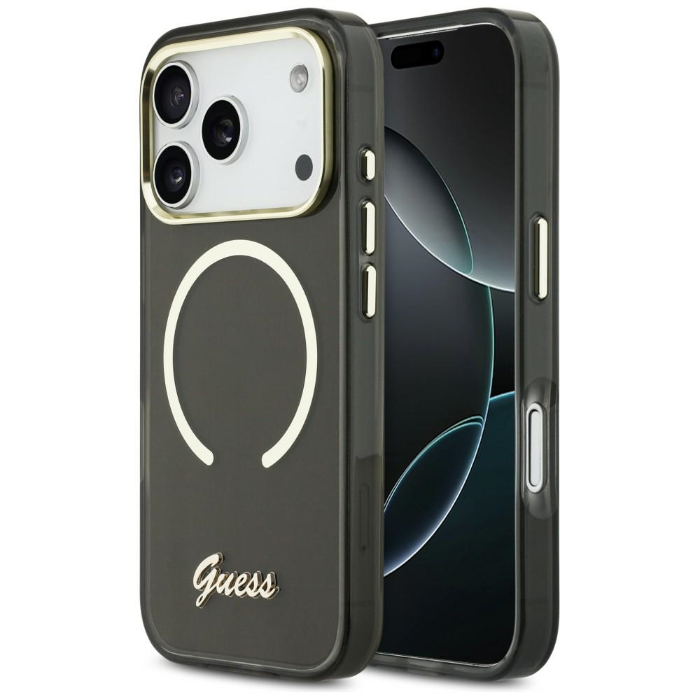 Guess Iml Script Metal Magsafe Hülle Für Iphone 17 Pro Max Schwarz